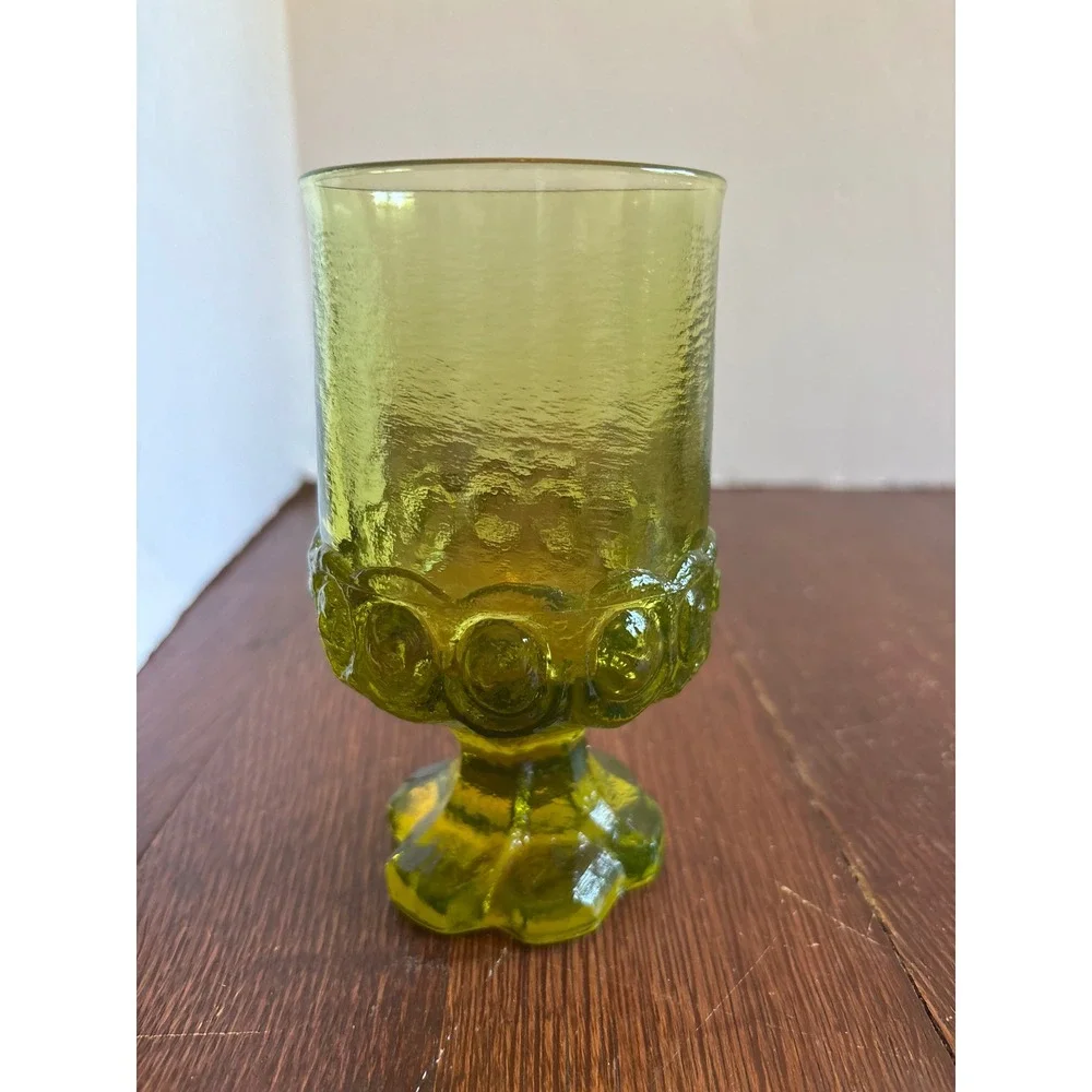 Vintage Tiffin Franciscan Madeira Citron Uranium‎ Glass Water Goblet Green Glow